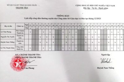 LỊCH TIẾP CÔNG DÂN THÁNG 6 NĂM 2025